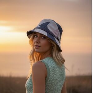 Burberry Black and Cream Geometric Bucket Hat